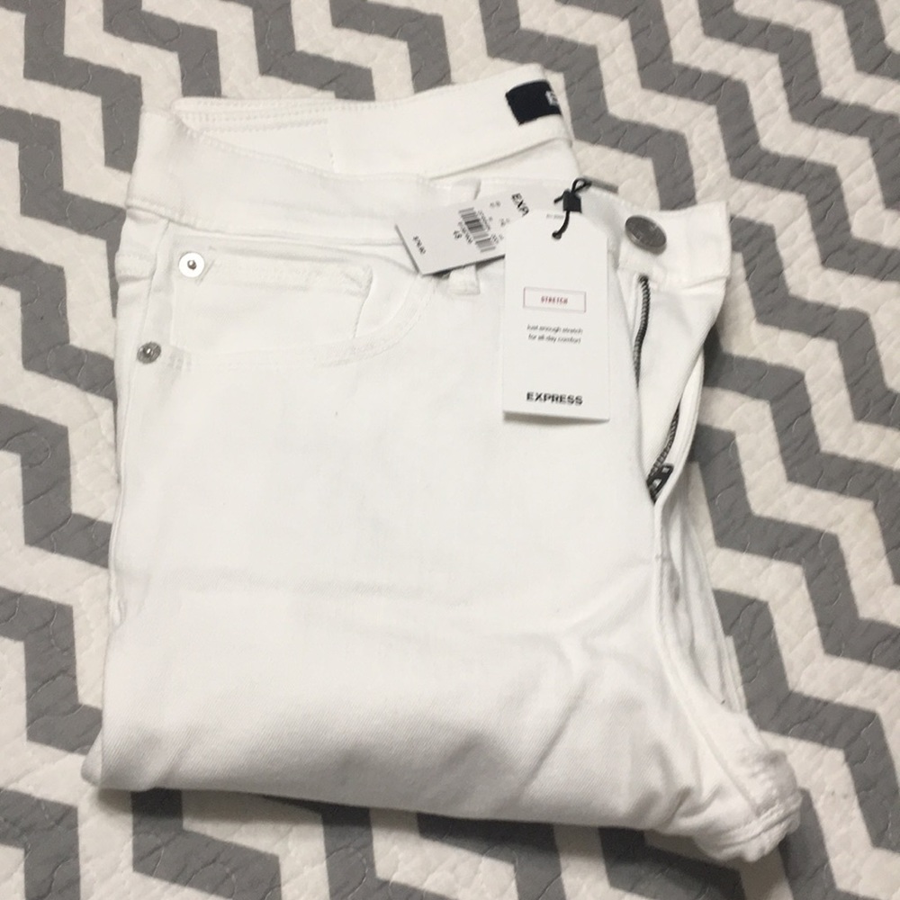 Express White Mid Rise Stretch Jean Leggings 4S